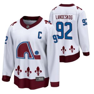 Herren Colorado Avalanche Eishockey Trikot Gabriel Landeskog #92 2021 Reverse Retro Special Edition Weiß